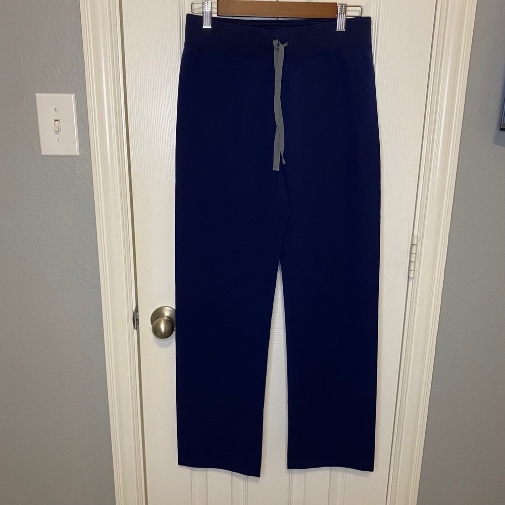 Figs Livingston Basic Scrub Pants Navy Blue Straight Leg Women Small Drawstring